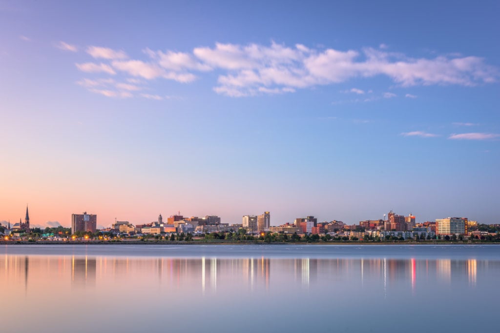 View of Portland, ME from waterway